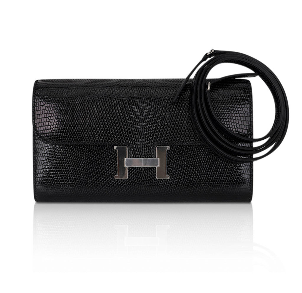 Constance Long To Go Wallet Black Lizard with Palladium Hardware