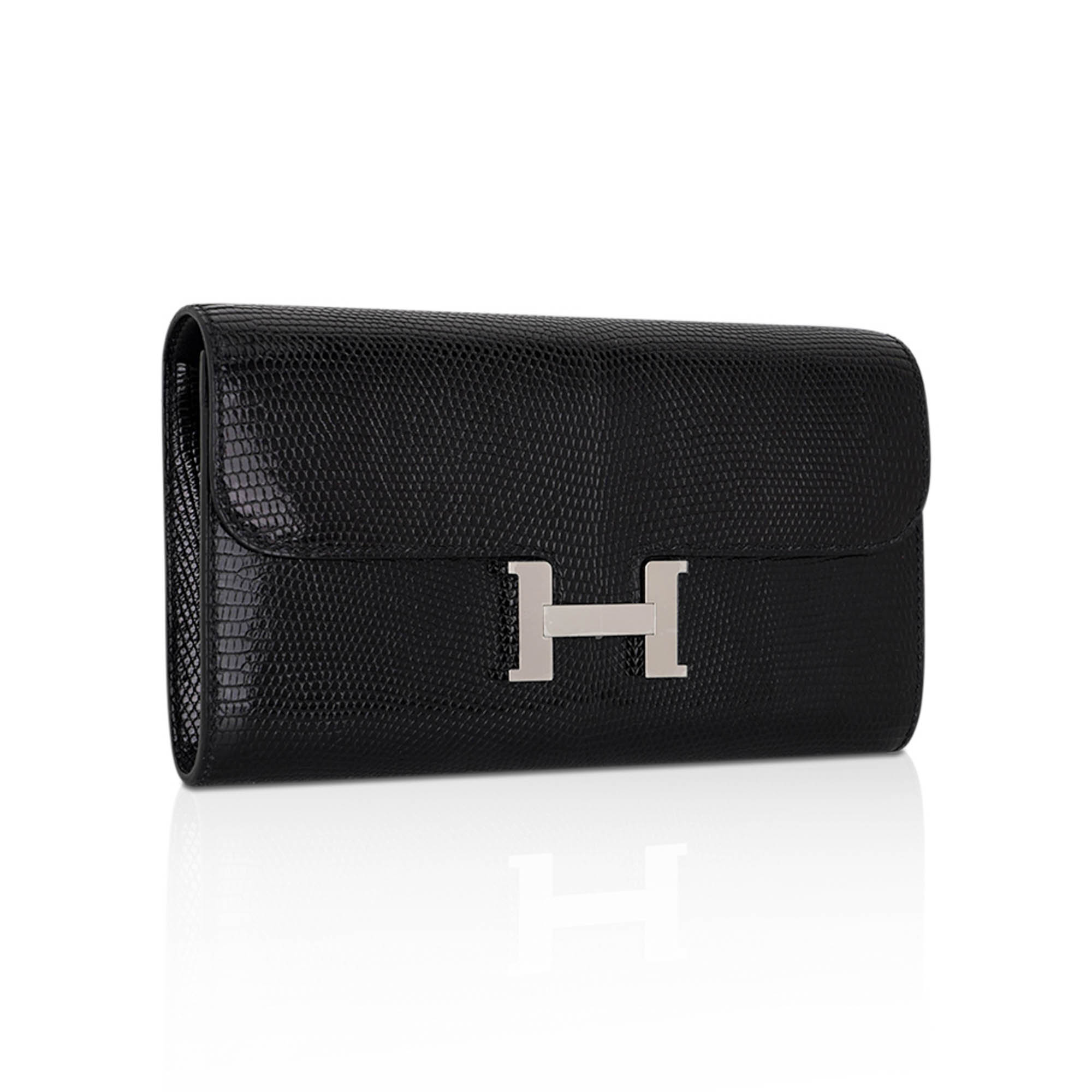 Constance Long To Go Wallet Black Lizard with Palladium Hardware
