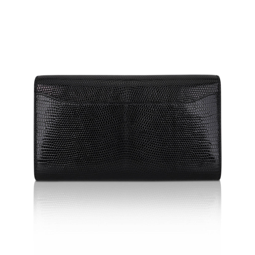 Constance Long To Go Wallet Black Lizard with Palladium Hardware