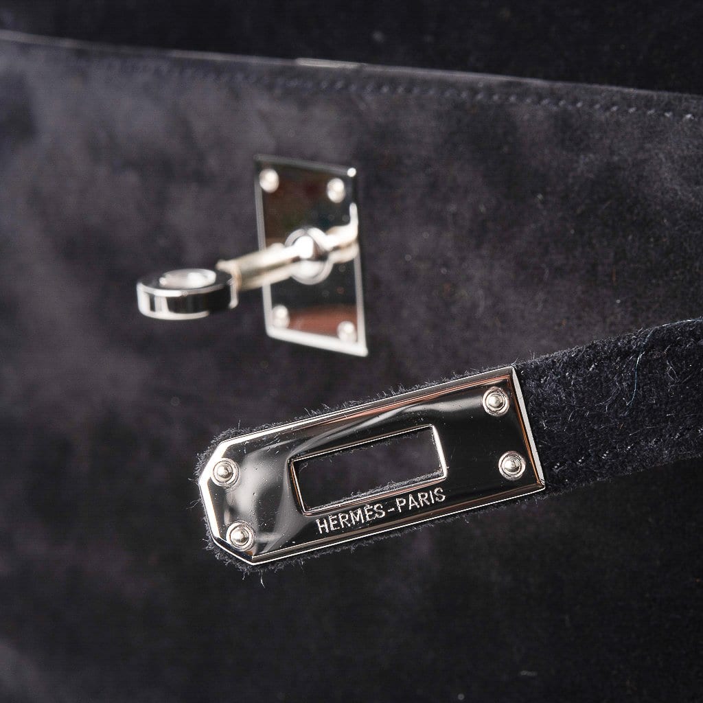 Kelly Pochette Black Doblis Suede Palladium