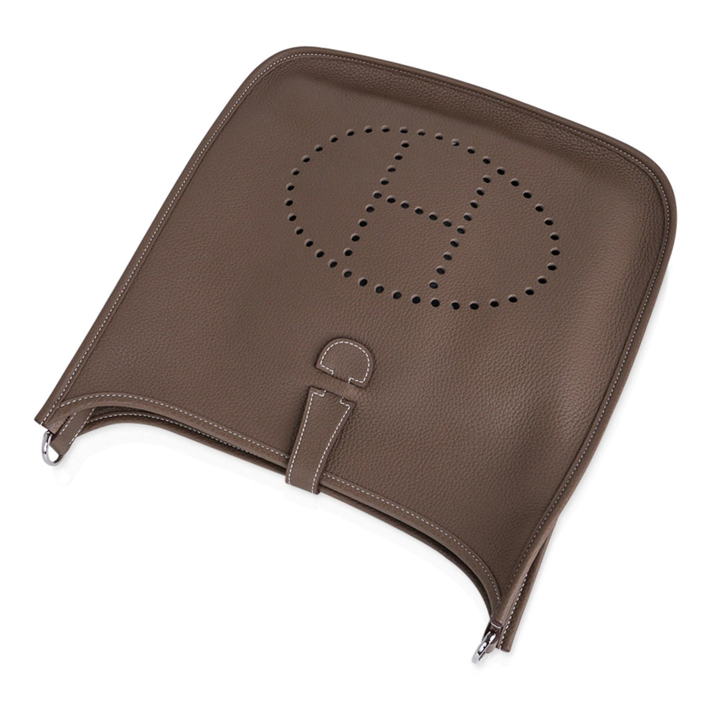 Evelyne GM Bag Etoupe Clemence Leather with Palladium Hardware