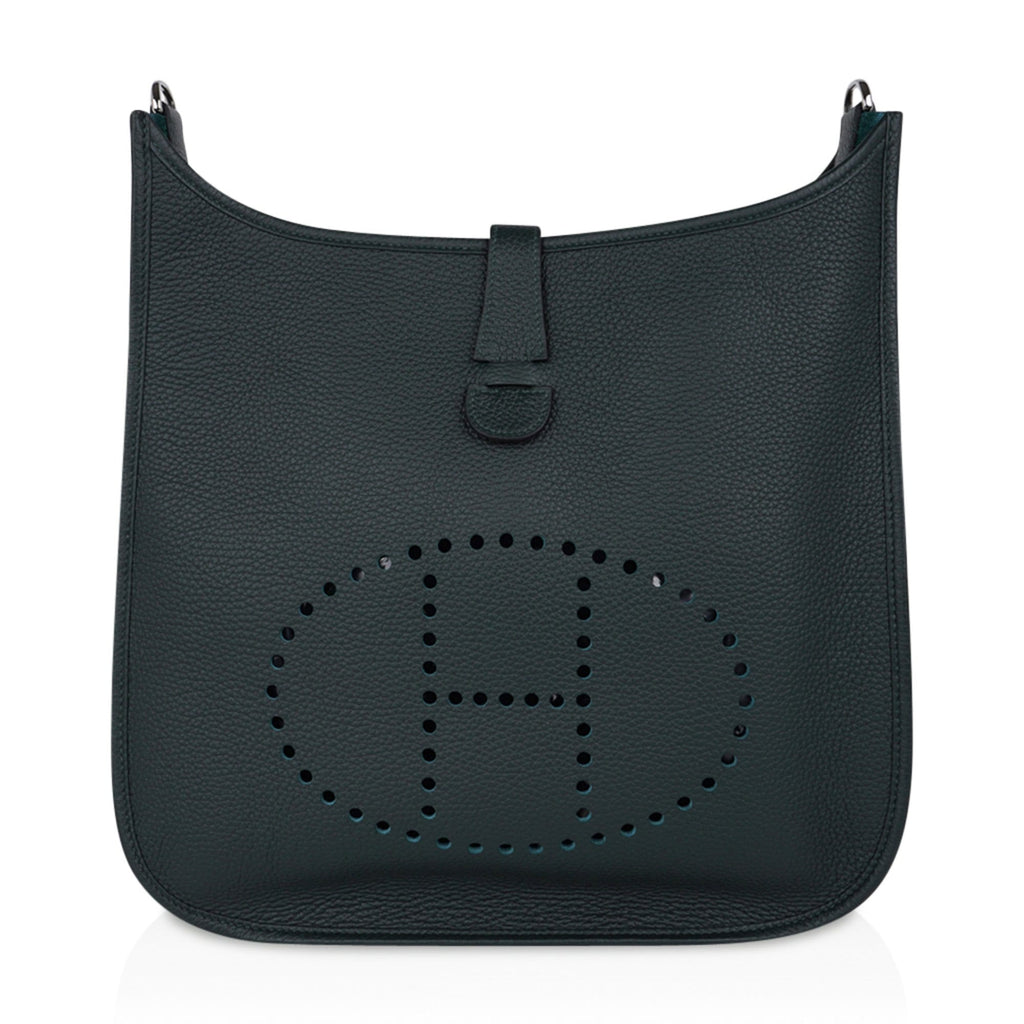 Bag Evelyne GM Vert Fonce Clemence Palladium Hardware New w/ Box