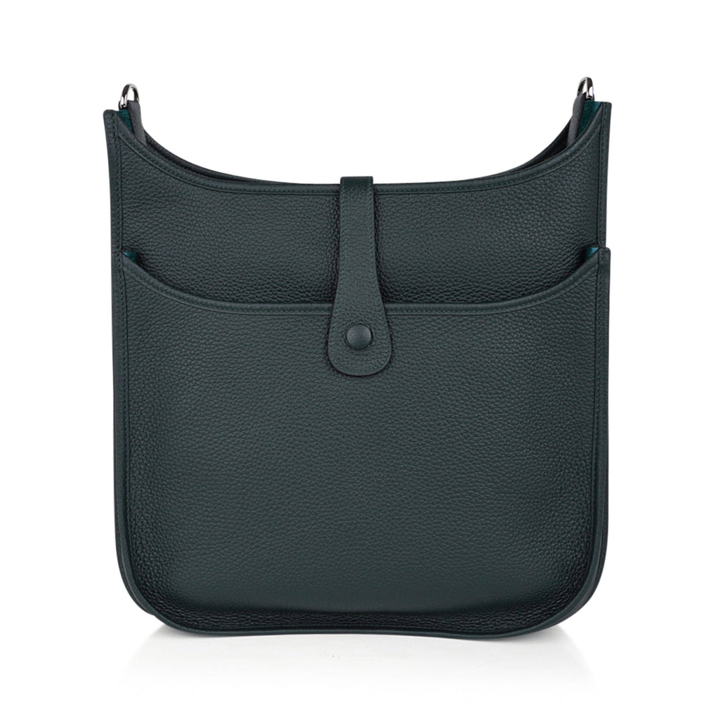 Bag Evelyne GM Vert Fonce Clemence Palladium Hardware New w/ Box