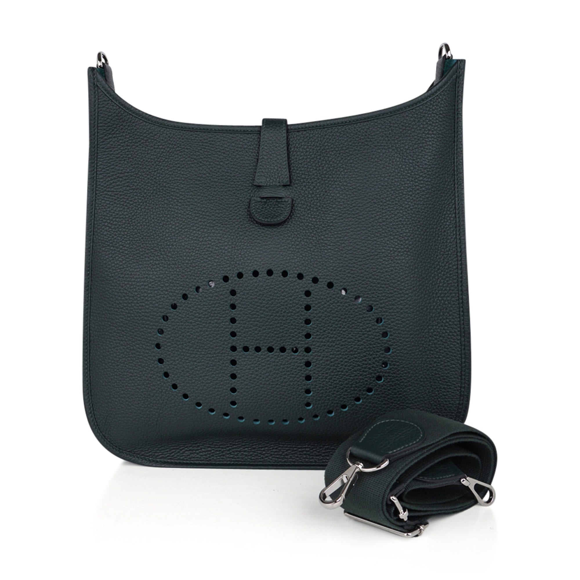 Bag Evelyne GM Vert Fonce Clemence Palladium Hardware New w/ Box