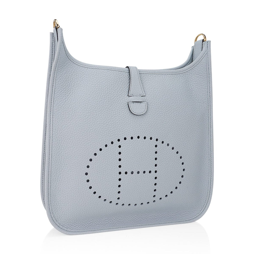 Evelyne PM Bag Blue Pale Clemence Leather with Gold Hardware