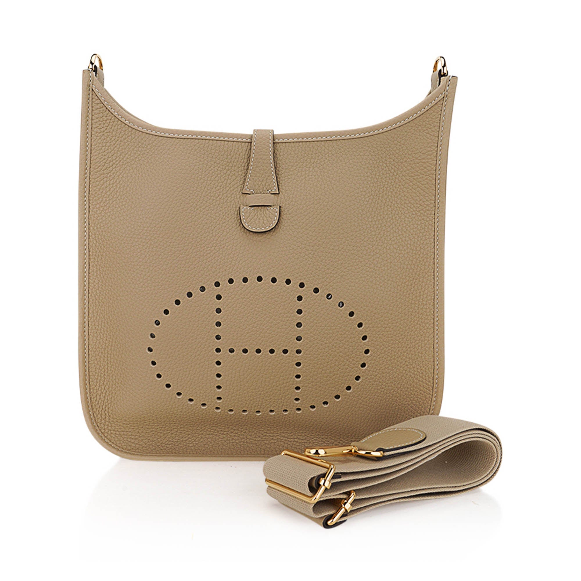 Evelyne PM Trench Bag Clemence Leather with Gold Hardware