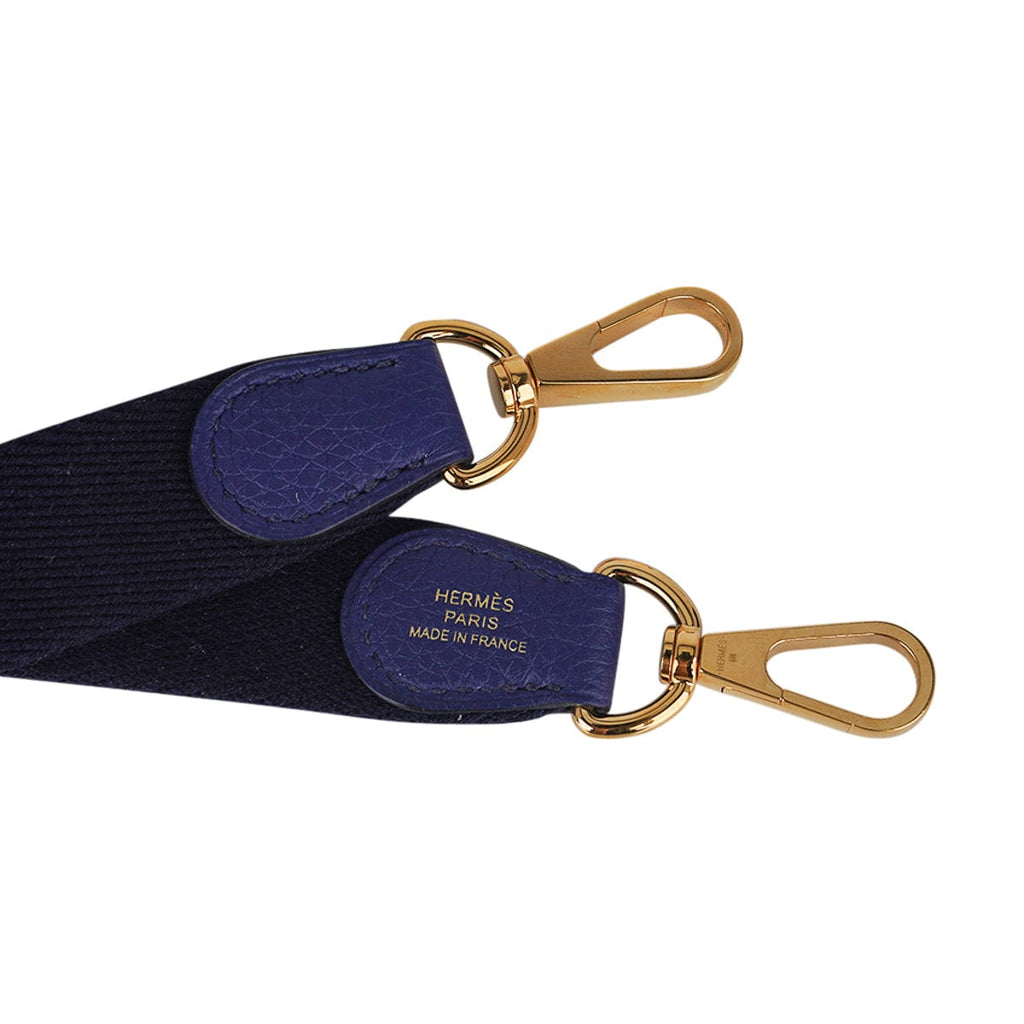 Hermes TPM Evelyne Mini Bag Blue Sapphire Blue Indigo Strap Clemence Leather with Gold Hardware