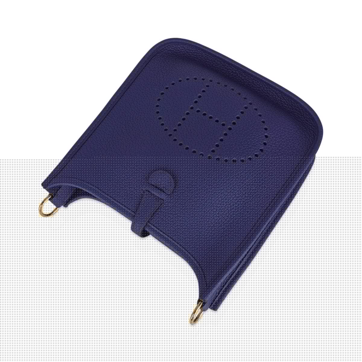 TPM Evelyne Mini Bag Blue Sapphire Blue Indigo Strap Clemence Leather with Gold Hardware