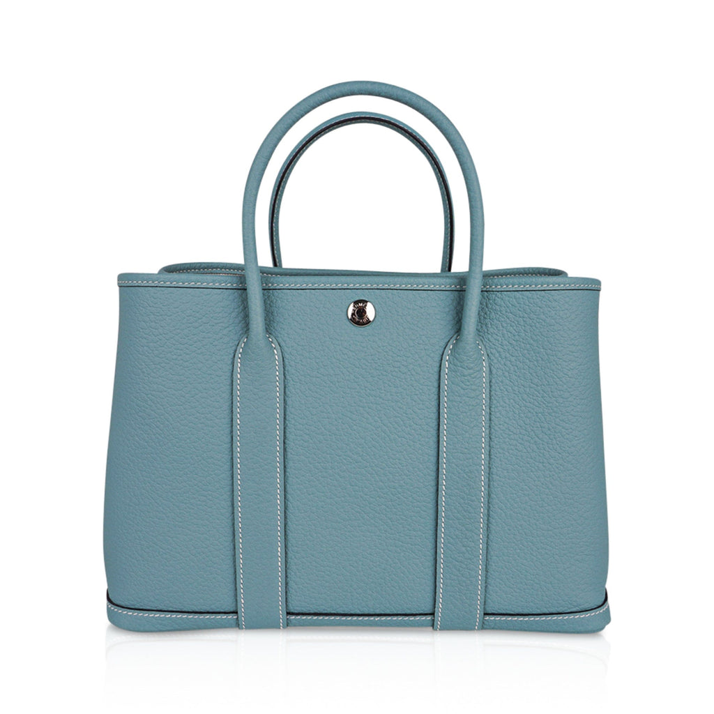 Bag Garden Party 30 Bag Ciel / Vache Country Leather Palladium New w/Box