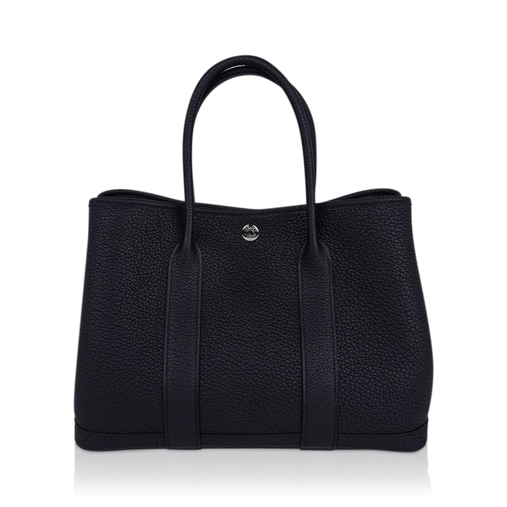 Garden Party 30 Bag Black Vache Country Leather with Palladium Hardware