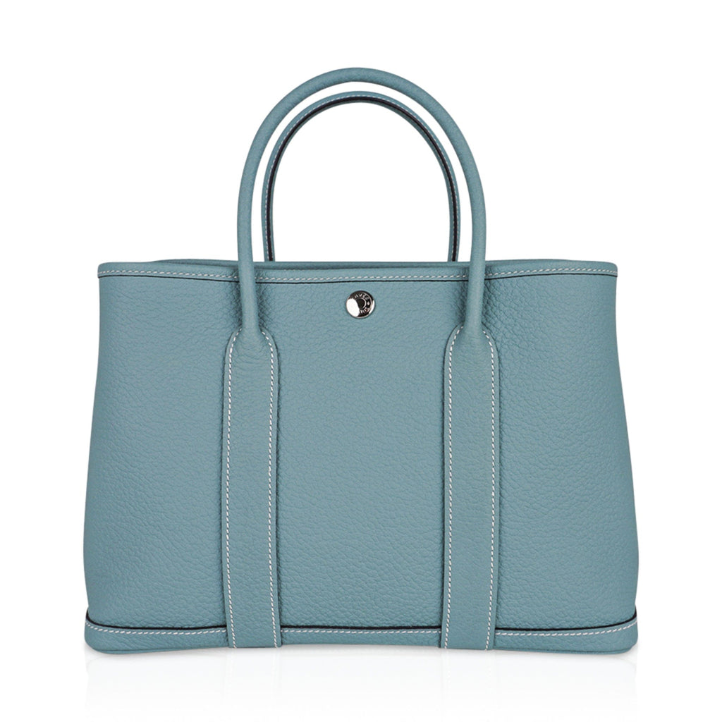 Bag Garden Party 30 Bag Ciel / Vache Country Leather Palladium New w/Box