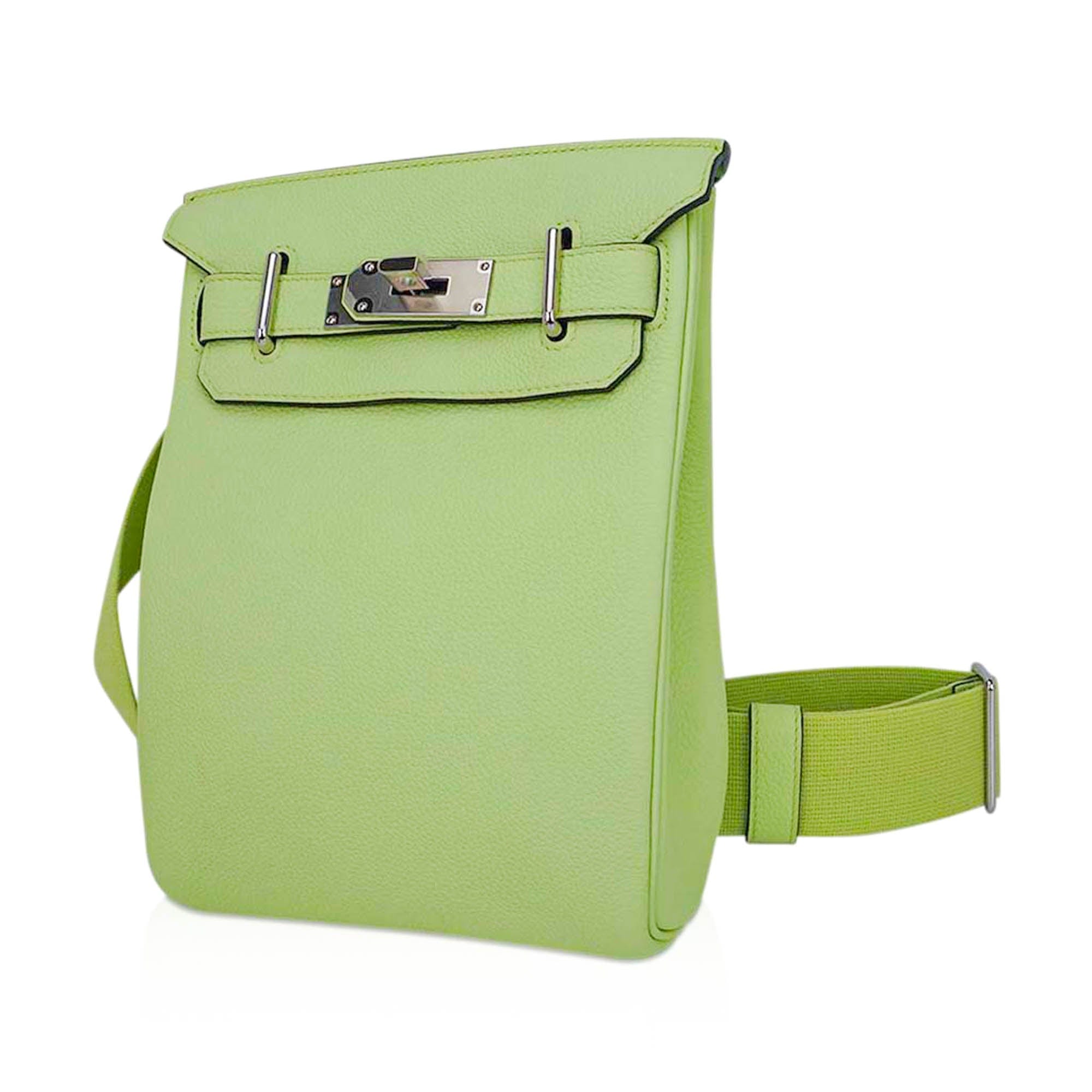 Hac a Dos PM Backpack Vert Absinthe Togo Leather with Palladium Hardware