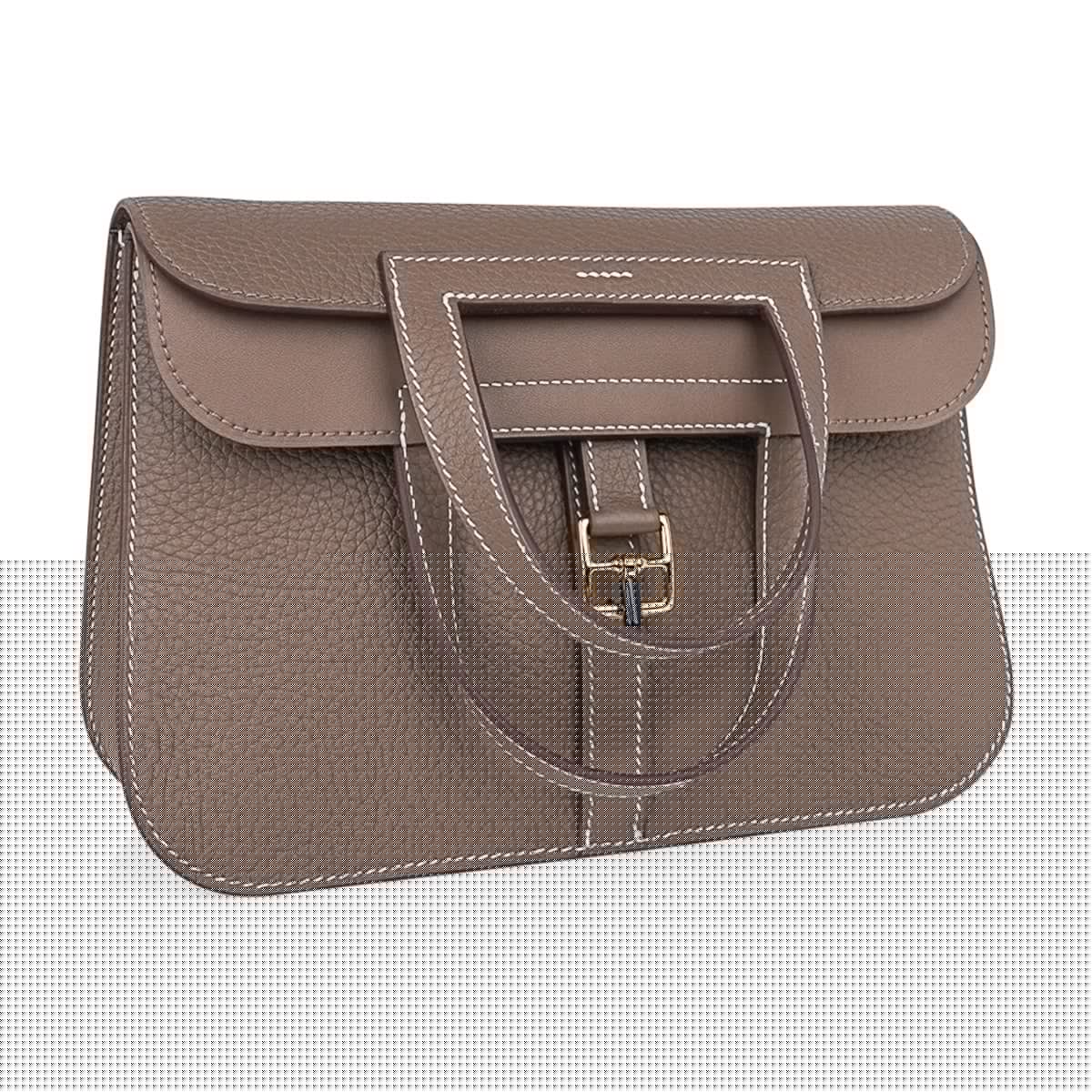 Halzan 25 Etoupe Bag Gold Hardware Clemence Leather