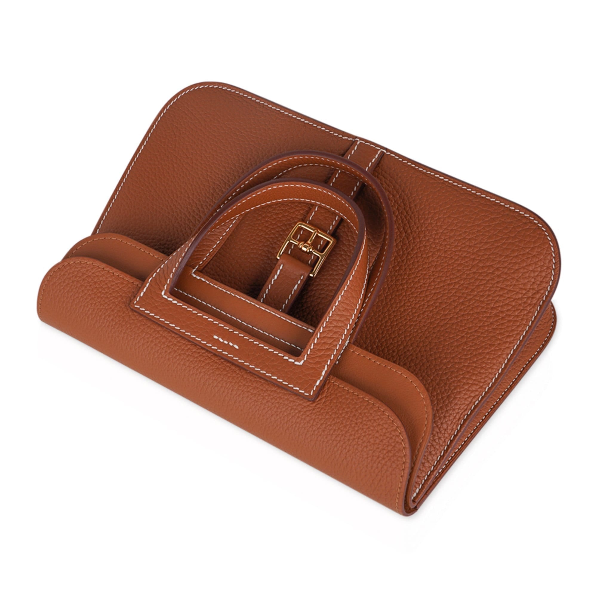 Halzan 25 Bag Gold w/ Gold Hardware Clemence Leather New w/Box