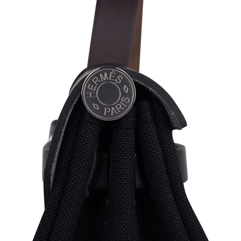Herbag Zip 31 Bag Black Canvas & Blue Indigo Vache Hunter Leather with Palladium Hardware