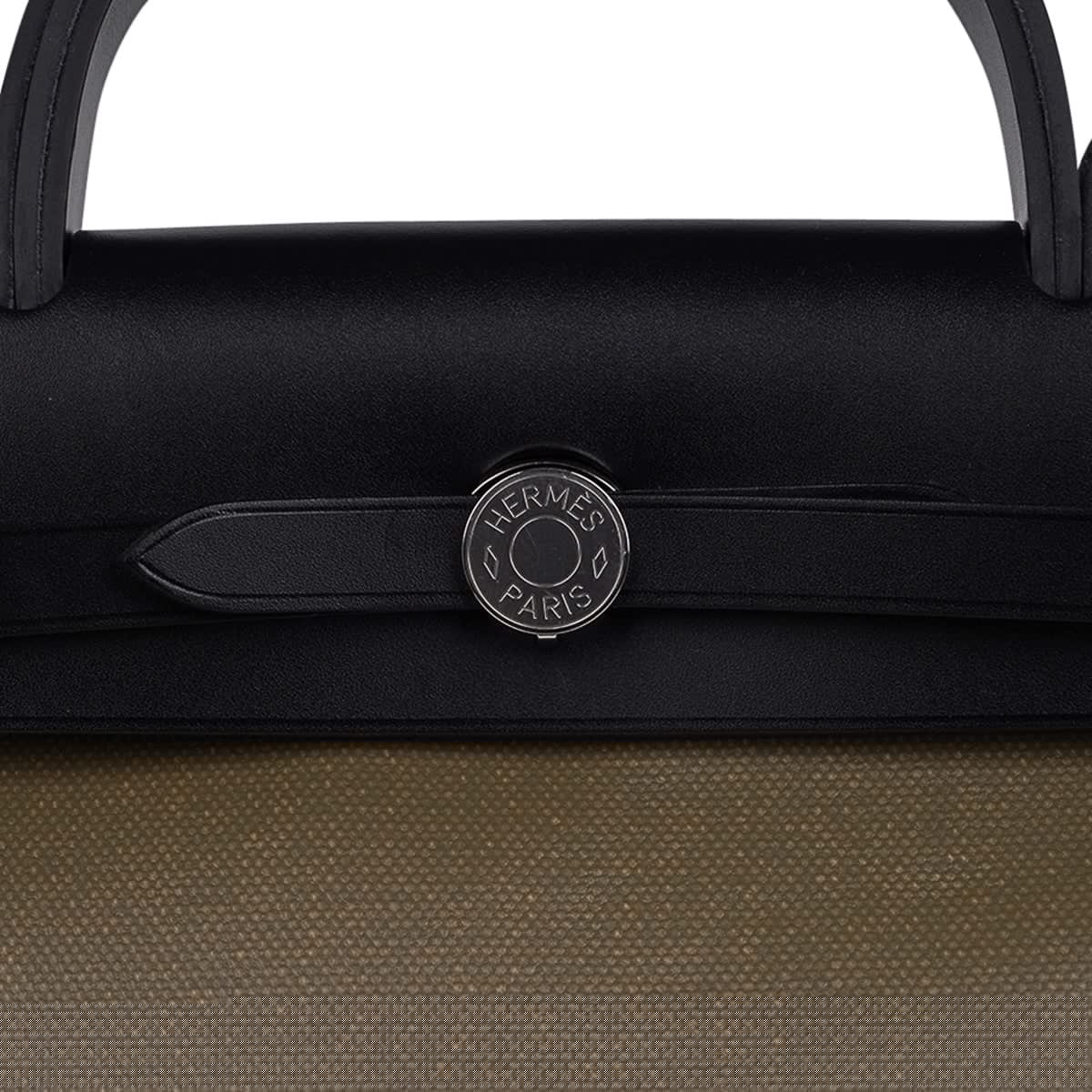 Herbag Zip 31 Bag Retourne Khaki Berline & Black Leather with Palladium Hardware