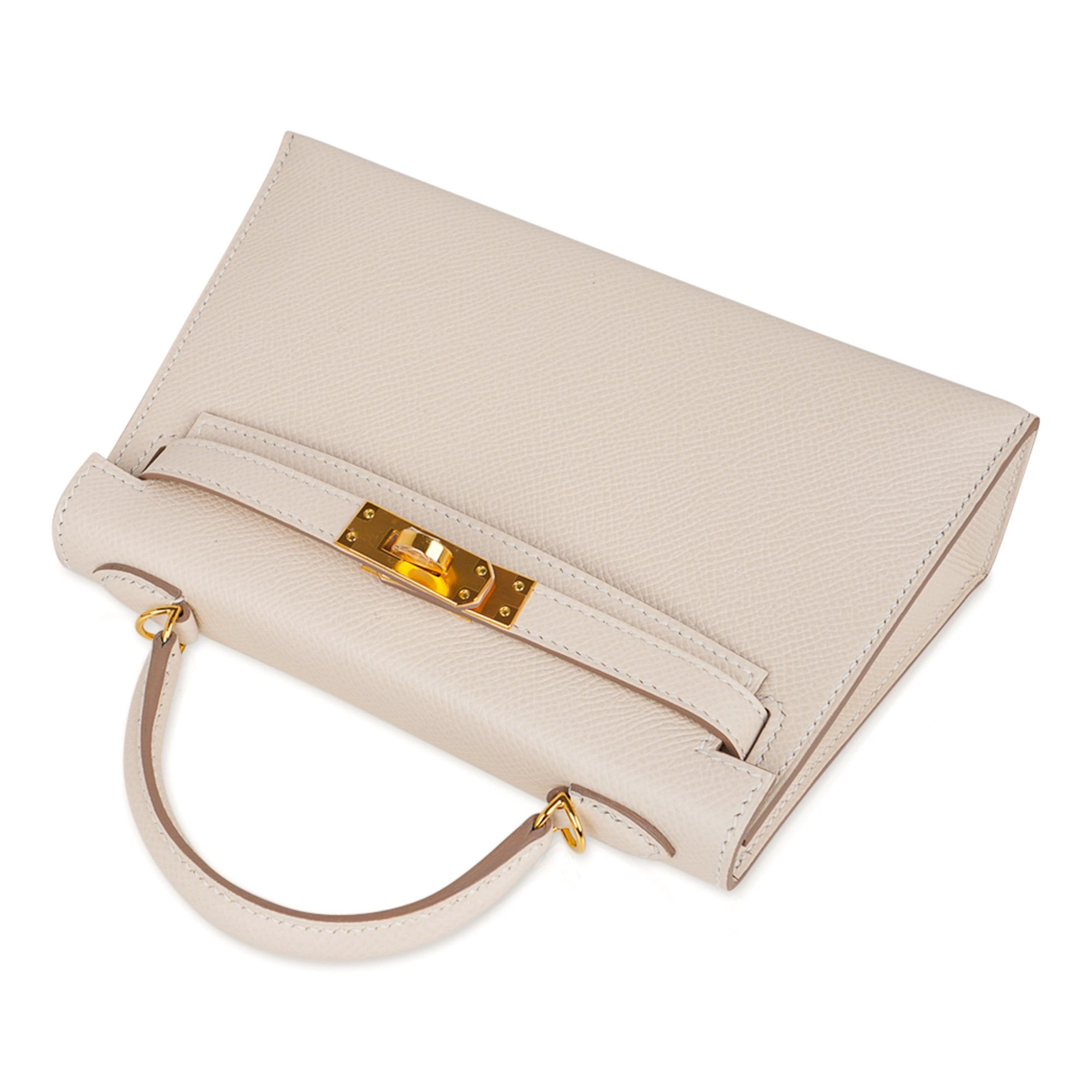 Kelly 20 Mini Sellier Bag Craie Epsom Leather with Gold Hardware