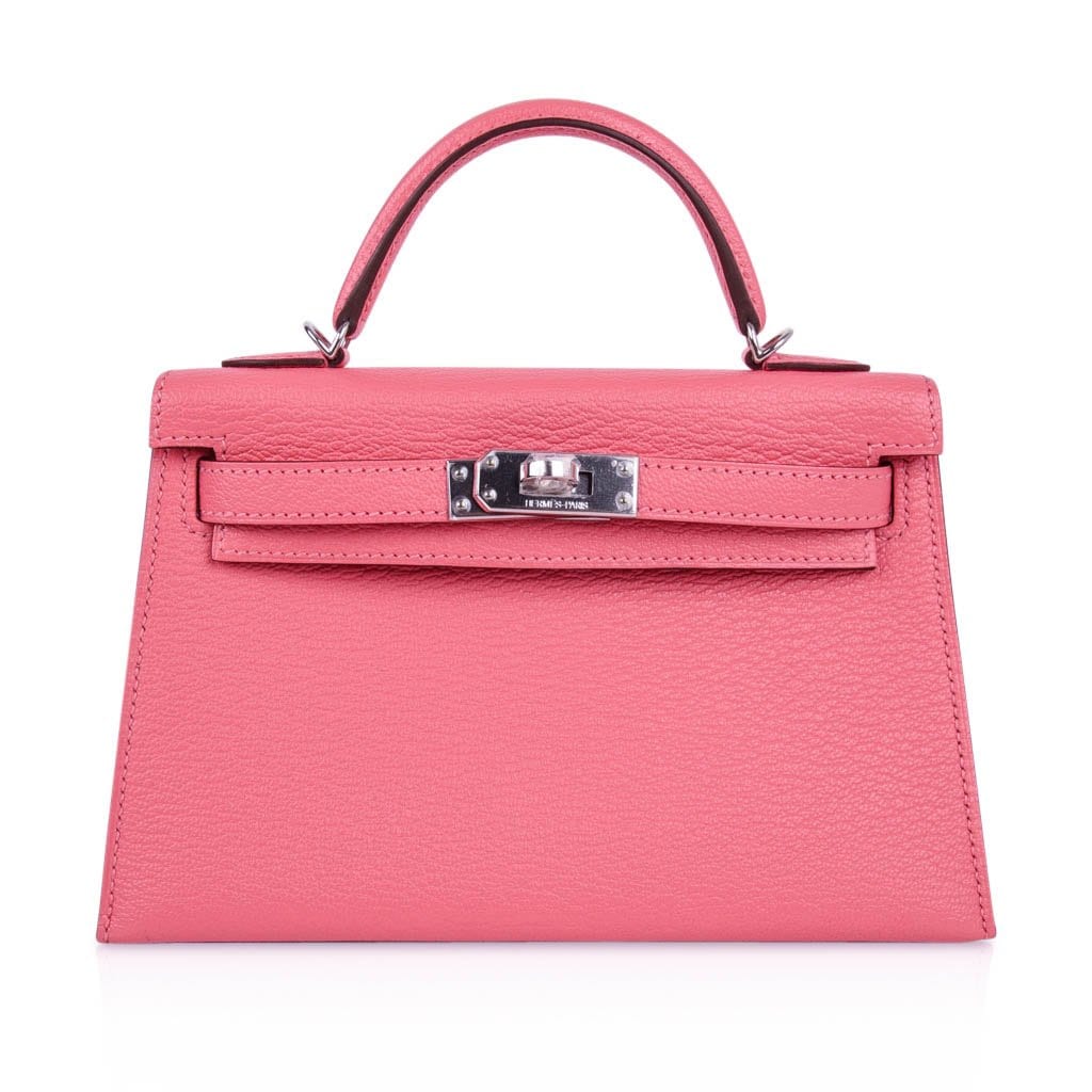 Kelly 20 Mini Sellier Bag Rose Lipstick Chevre Leather Palladium Hardware