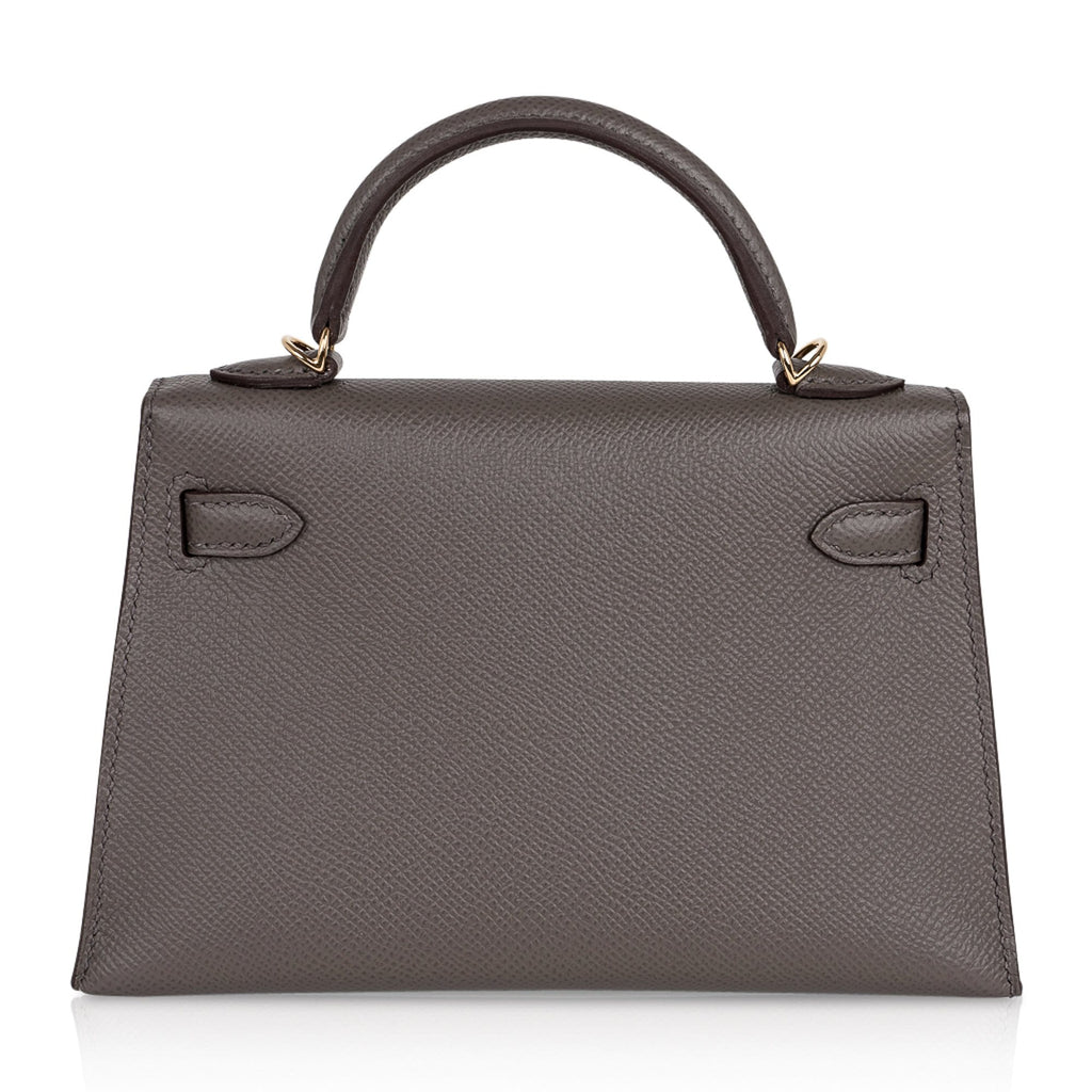 Kelly 20 Mini Sellier Bag Etain Epsom Leather Gold Hardware New w/Box