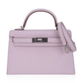 Mini Kelly 20 Bag Sellier Mauve Pale Chevre Leather with Palladium Hardware