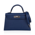 Special Order HSS Verso Mini Kelly 20 Sellier Bag Deep Bleu & Bleu Izmir Epsom Leather with Palladium Hardware