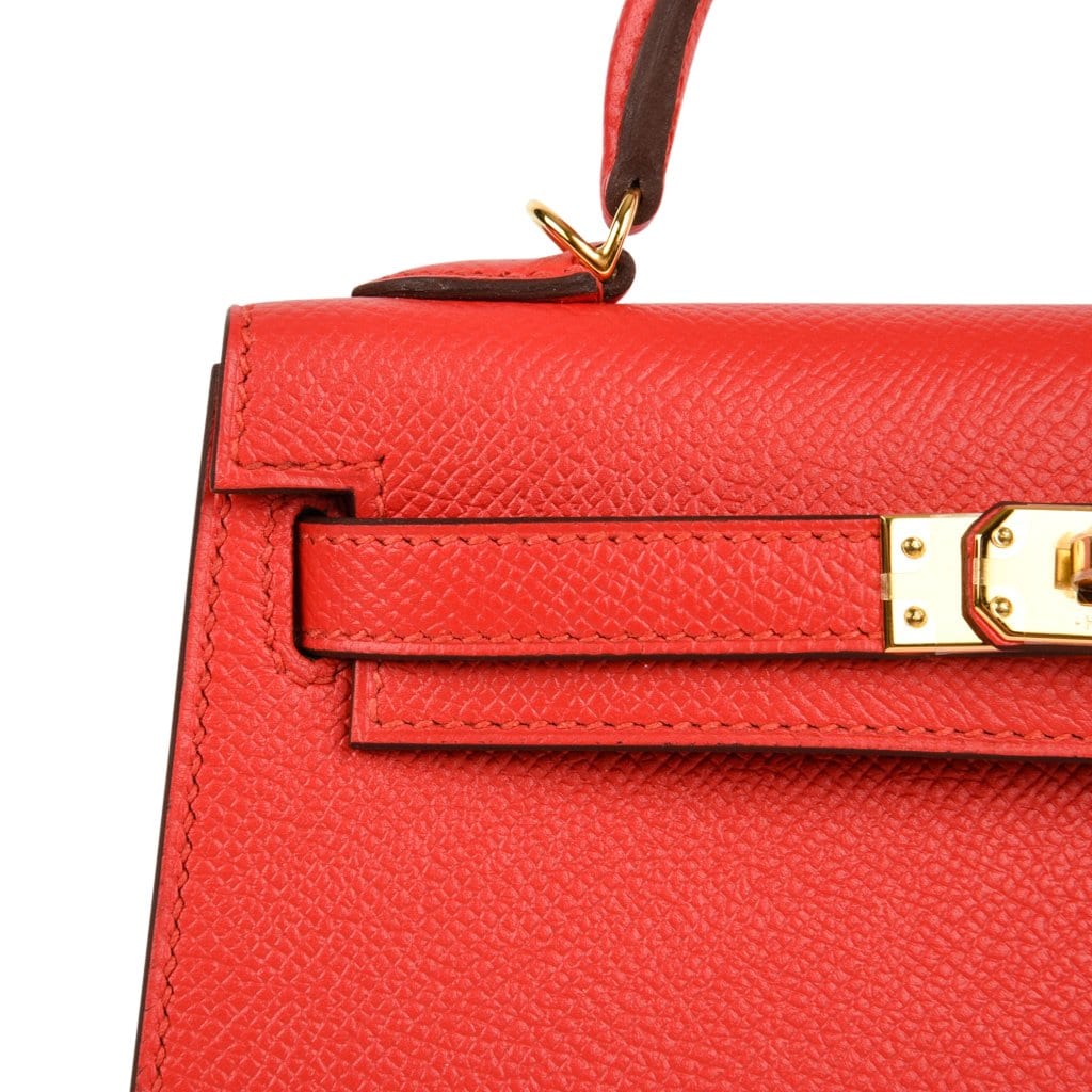 Kelly 20 Mini Sellier Bag Rouge Tomate Epsom Gold Hardware