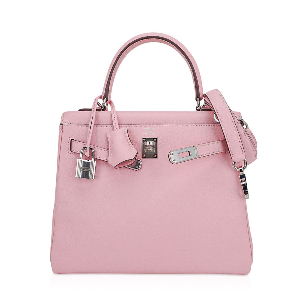 Kelly 25 Bag Rose Sakura Swift Leather with Palladium Hardware