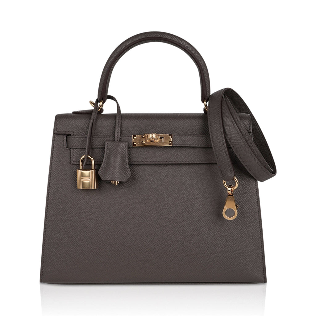 Kelly Sellier 25 Bag Etain Gold Hardware Epsom Leather New