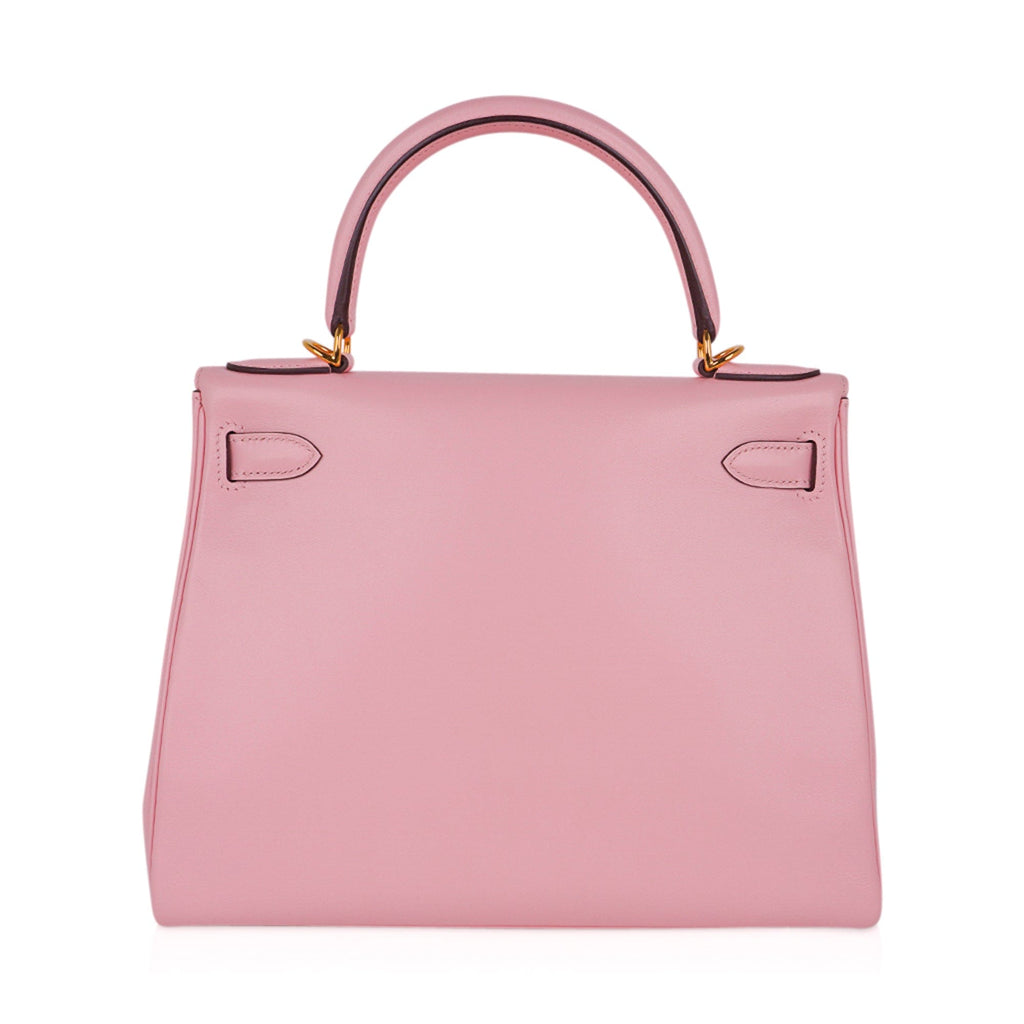 Kelly 28 Bag Rose Sakura Gold Hardware Swift Leather