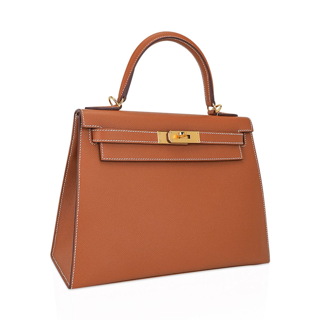 Kelly 28 Sellier Bag Gold Epsom Leather with Gold Hardware
