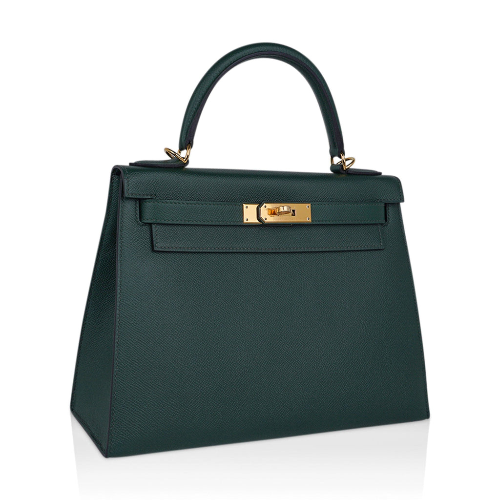 Kelly Sellier 28 Bag Vert Anglais Epsom Leather with Gold Hardware