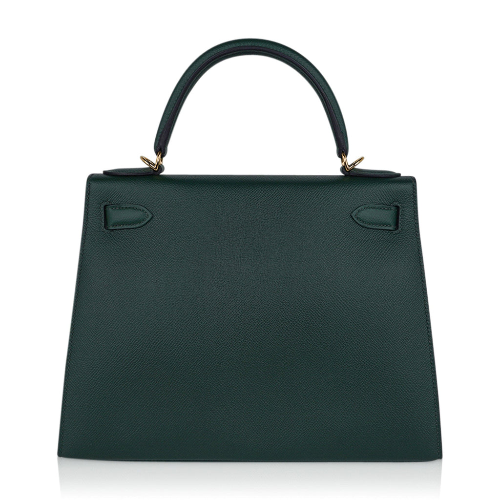 Kelly Sellier 28 Bag Vert Anglais Epsom Leather with Gold Hardware