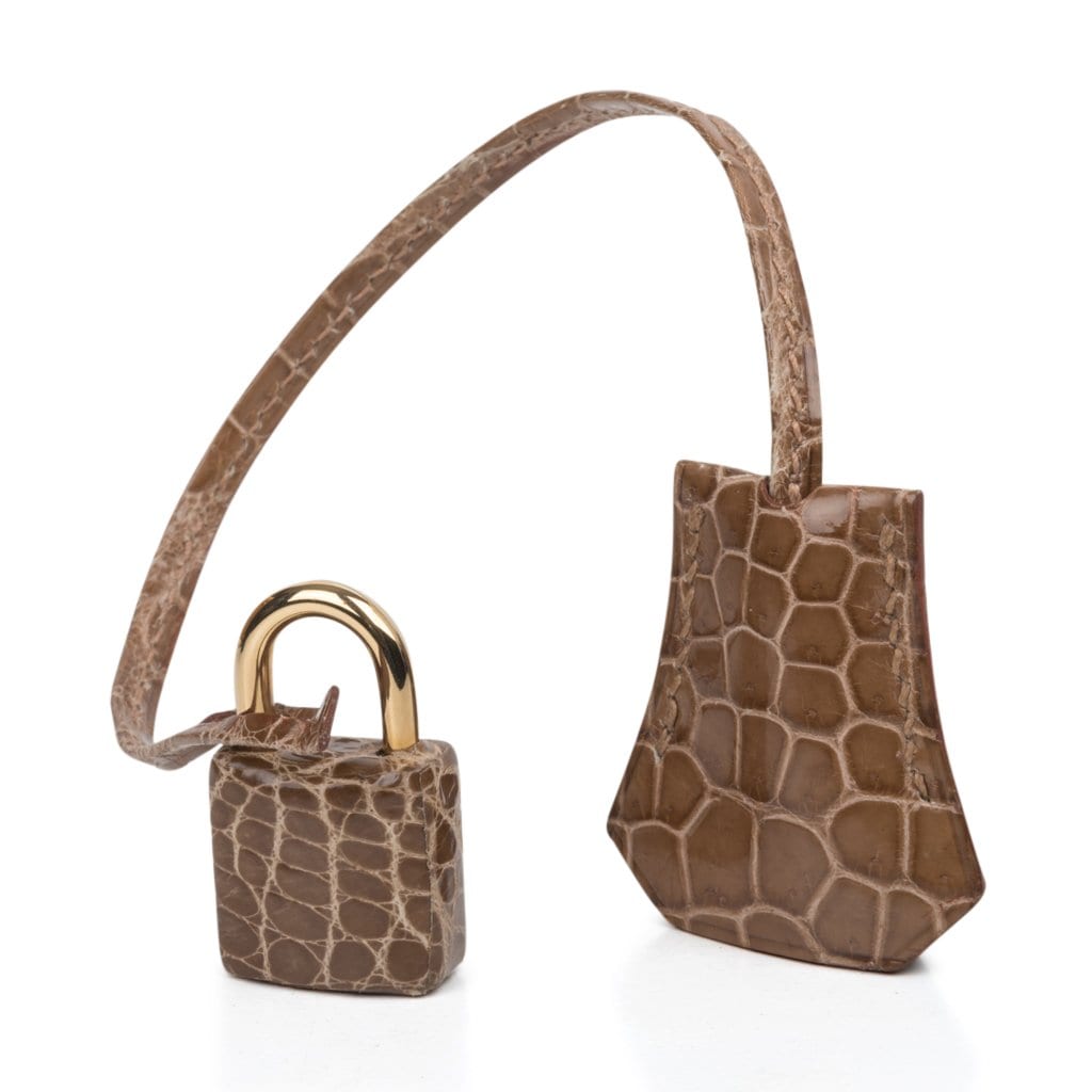 Limited Edition Tri-Color Kelly Sellier 32 Bag  Poussiere Poudre Ficelle Porosus Crocodile