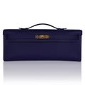 Kelly Cut Bag Blue Encre Swift with Gold Hardware