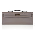 Kelly Cut Bag Gris Asphalte Gray Clutch Swift Gold Hardware