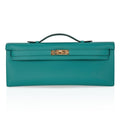 Kelly Cut Vert Verone Clutch Bag Gold Hardware Swift Leather