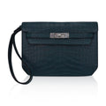 Kelly Depeches 25 Pouch Vert Rousseau Matte Alligator Palladium Hardware