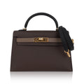 Special Order HSS Mini Kelly 20 Sellier Bag Ecorce Etoupe and Black with Gold Hardware