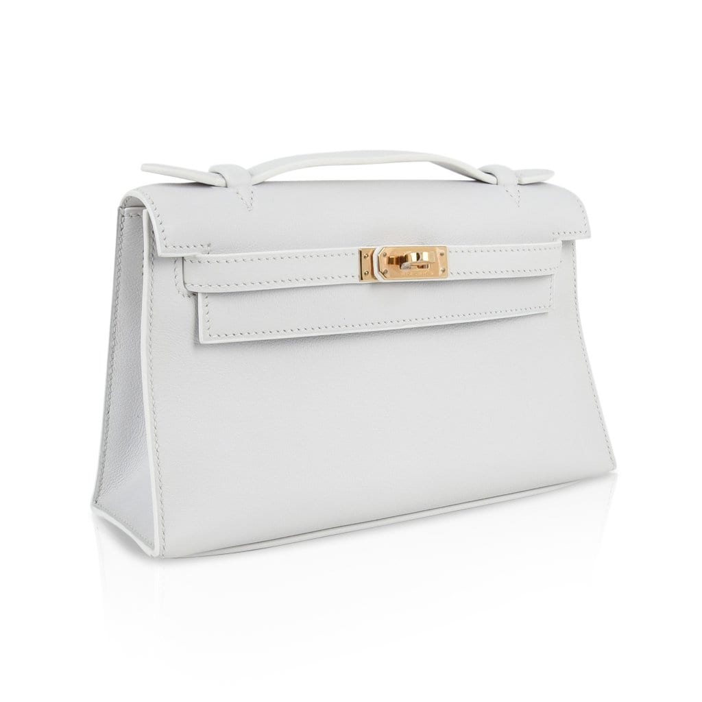 Kelly Pochette Clutch Bag Very Rare White Gold Hardware