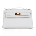 Kelly Pochette Clutch Bag Very Rare White Gold Hardware