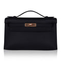 Kelly Pochette Bag Black Rose Gold Hardware Clutch