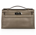 Kelly Pochette Metallic Bronze Clutch Bag Chevre Palladium