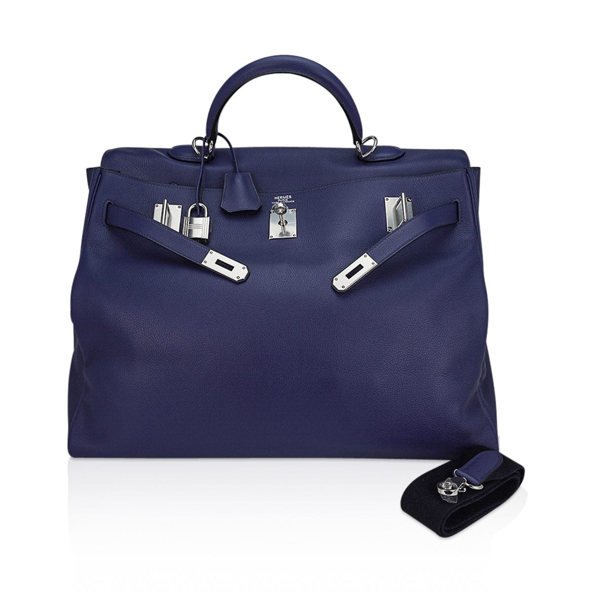 Kelly 50 Voyage Blue De Malte Bag Palladium Hardware Novillo Leather Limited Edition