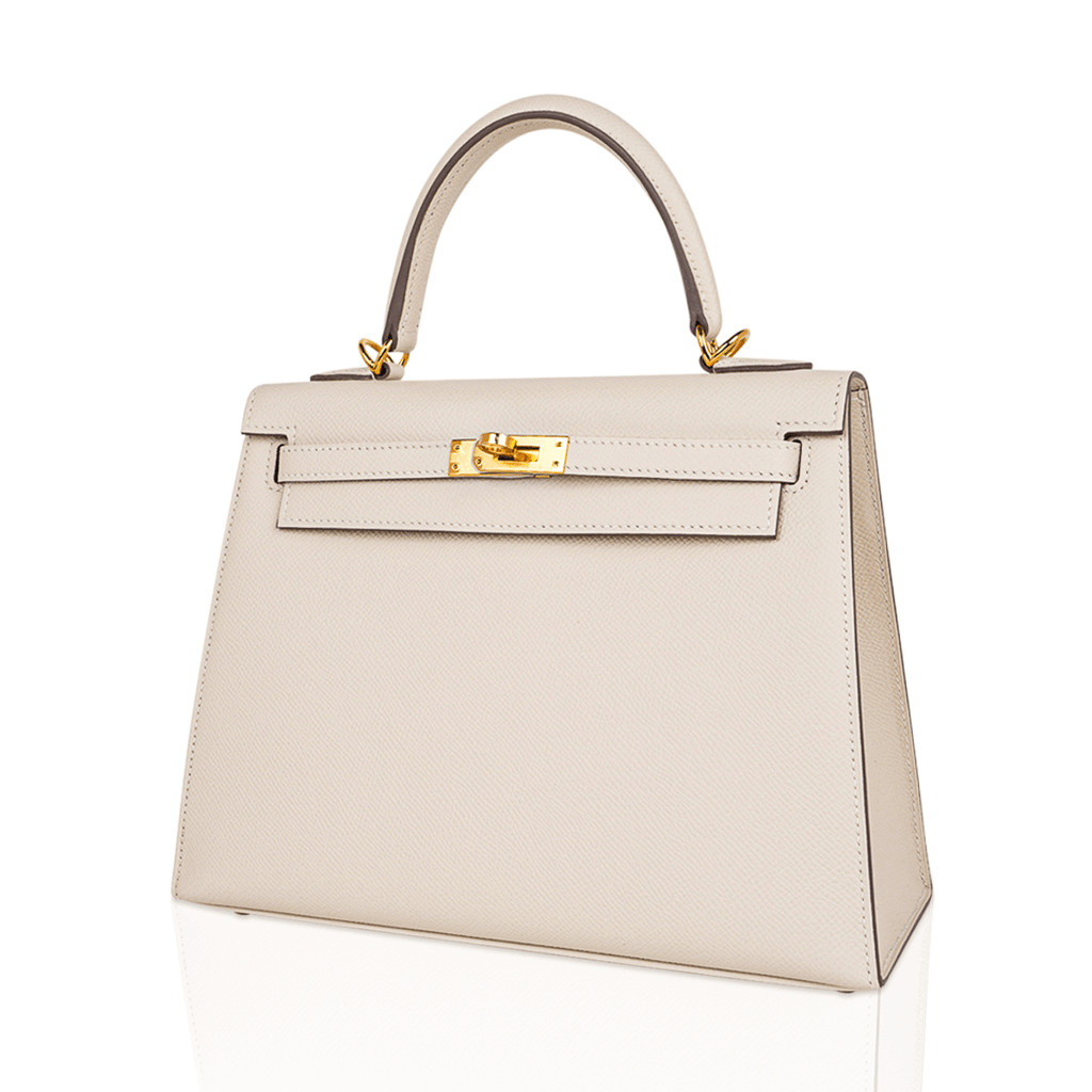 Kelly 25 Sellier Bag Craie Epsom Leather with Gold Hardware