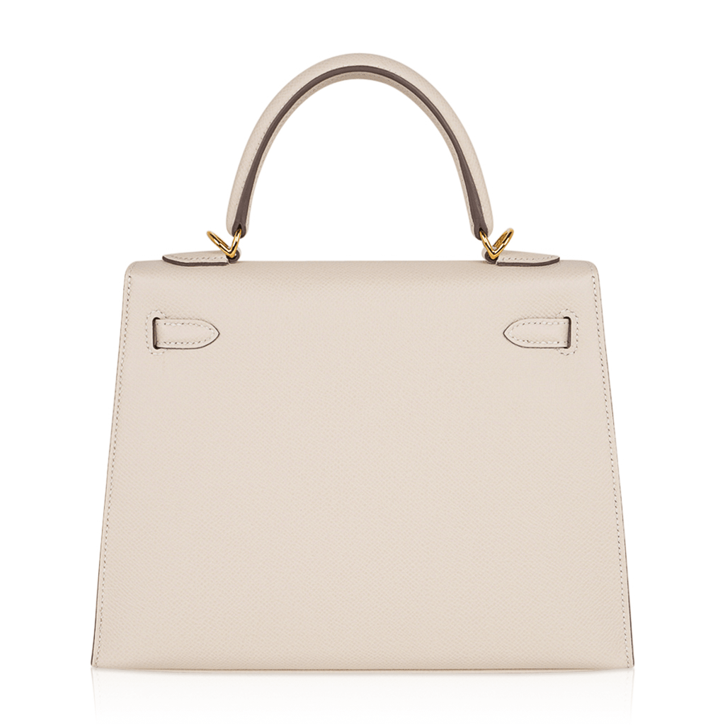 Kelly 25 Sellier Bag Craie Epsom Leather with Gold Hardware