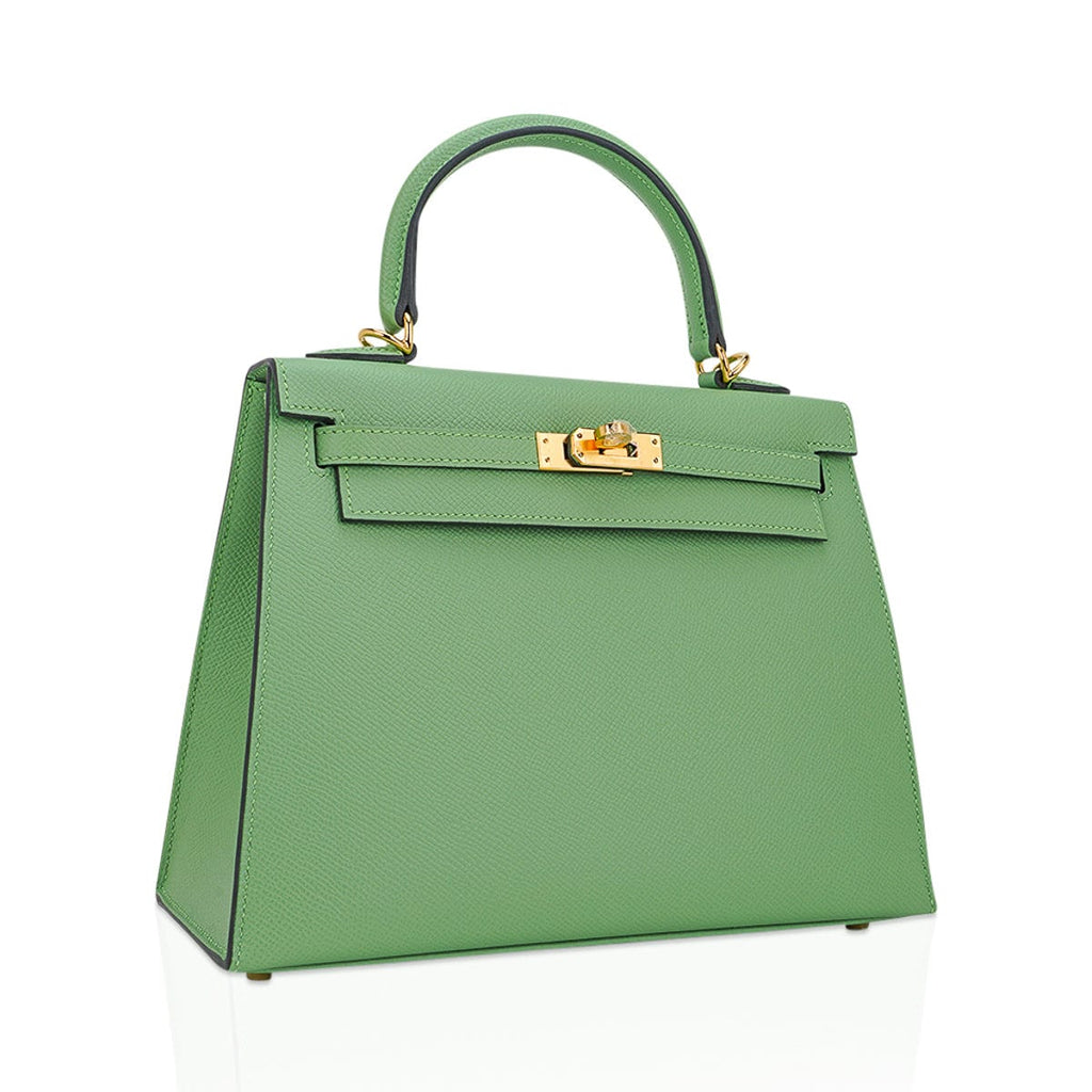 Kelly 25 Sellier Bag Vert Criquet Epsom Leather with Gold Hardware