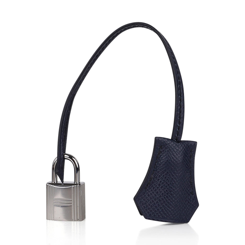 Kelly 28 Bag Blue Indigo Sellier Epsom Palladium Hardware New/Box