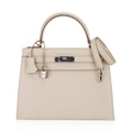 Kelly 28 Bag Sellier Craie Epsom Leather with Palladium Hardware