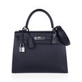 Verso Kelly Sellier 25 Bag Bleu de Minuit & Etrusque Veau Madame Leather with Palladium Hardware