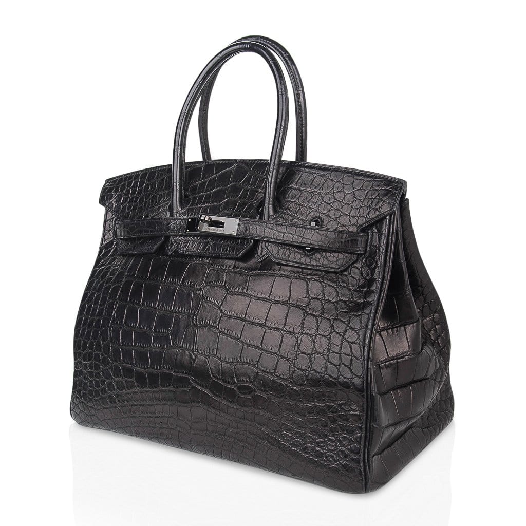 Birkin 35 Bag So Black Limited Edition Matte Black Alligator